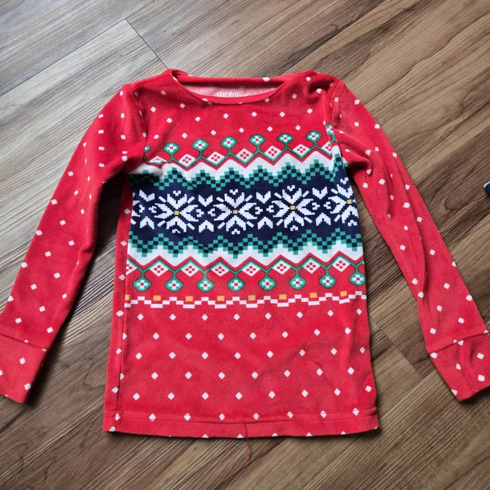 Kids 4T Set of 2 Winter Holiday Fair Isle Holiday Pajama sets EUC Red & Blue